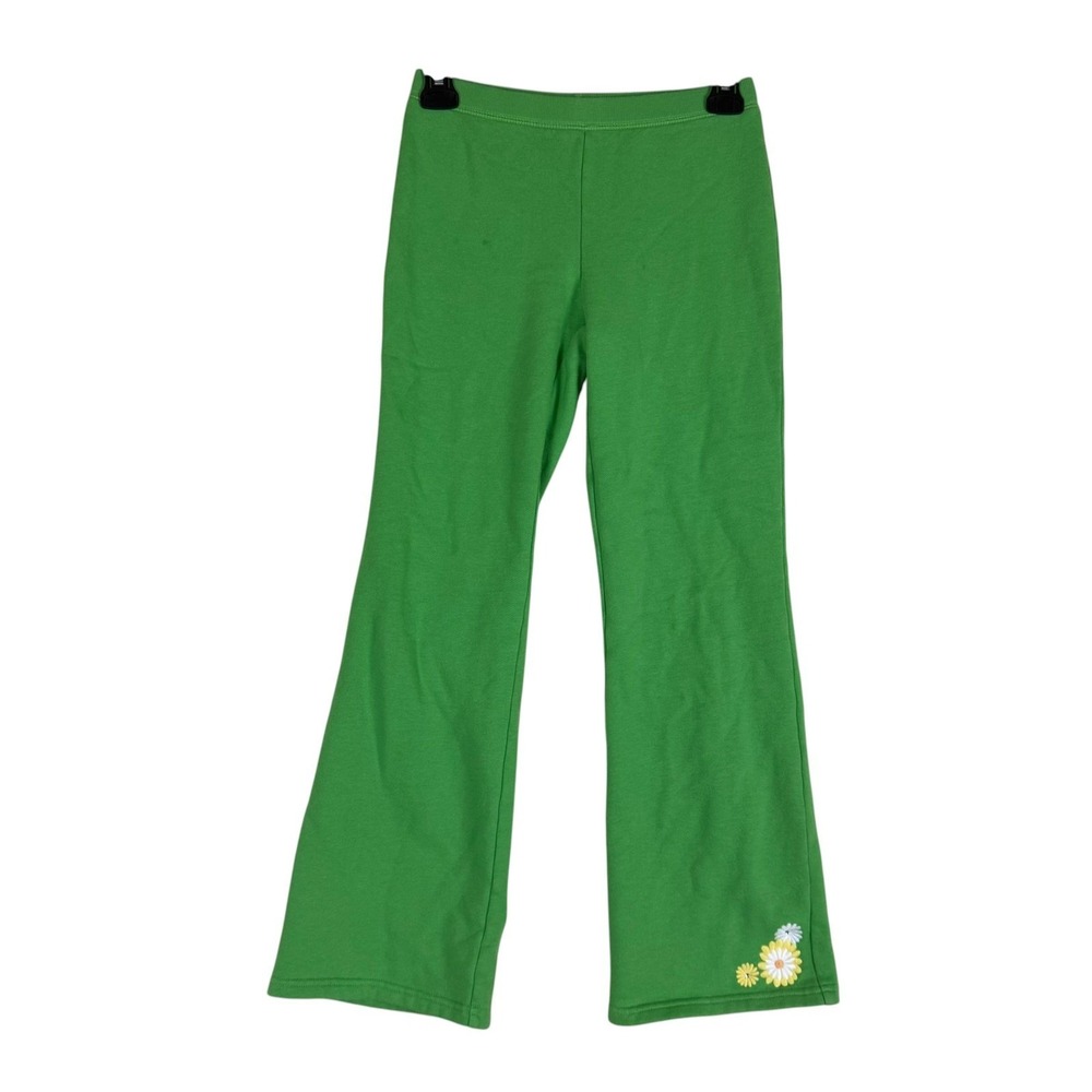 Gymboree Sweatpants Girls‎ 12 Green Fleece Pull On Daisy Applique Pants Casual